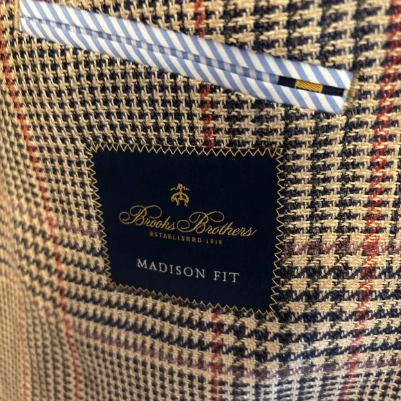 Brooks Brothers Men’s Madison Traditional-Fit Wool-Silk-Linen Check Hopsack 42 - Picture 9 of 11
